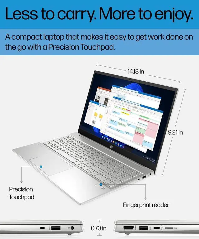 Alt view image 6 of 7 - HP Pavilion 15 Laptop, 15.6" Full HD (1920x1080) Display, Intel Core i7-1255U 10 Cores Processor, Intel Iris Xe Graphics, 16GB DDR4  1TB PCIe SSD, Fingerprint Reader, Wi-Fi, Windows 11