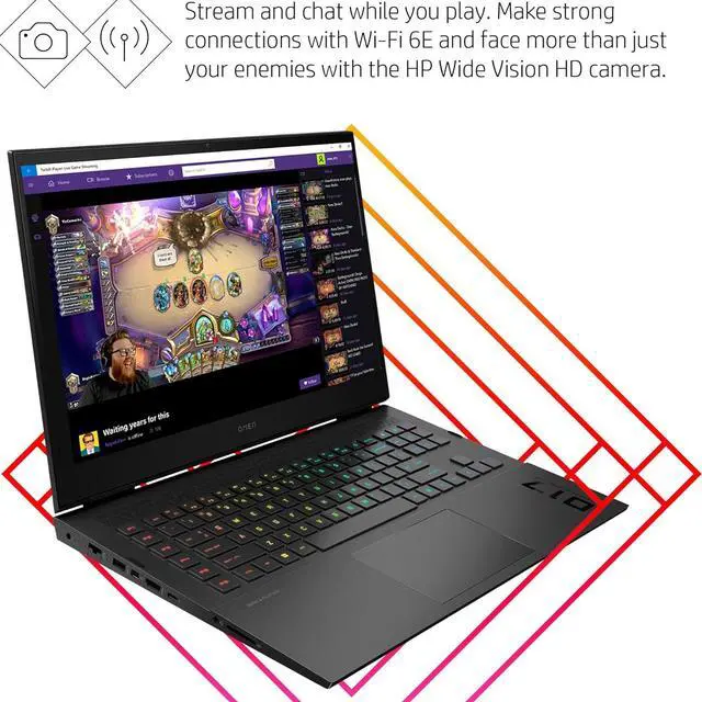 Alt view image 6 of 7 - HP OMEN 17 Gaming Laptop, 17.3" QHD 165Hz, Core i7-13700HX 16 cores Processor, GeForce RTX 4070 8GB GDDR6 Graphics, 32GB DDR5  2TB PCIe SSD, RGB backlit, Windows 10