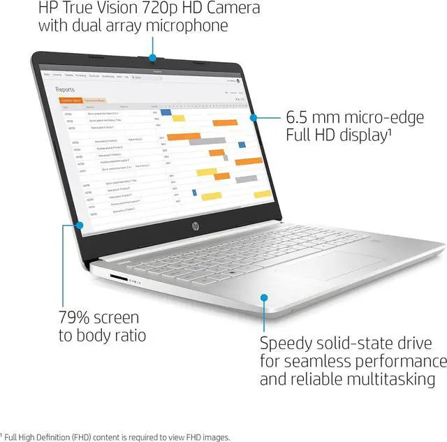 Alt view image 3 of 7 - HP 14 Laptop, 14" Full HD Display, Intel Core i3-1115G4 Dual-Core Processor, Intel UHD Graphics, 20GB DDR4  2TB PCIe SSD, Webcam, WiFi, Bluetooth, Windows 11 Pro