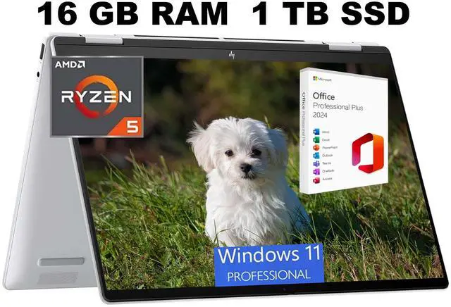 Main image of HP Envy X360 14 Laptop, 14" FHD+ Touchscreen, AMD Ryzen 5 8640HS 6 Cores Processor, AMD Radeon Graphics, 16GB  DDR4  1TB PCIe SSD, Backlit Kb, WiFi 6E, Windows 11 Pro ,Office 2024 License