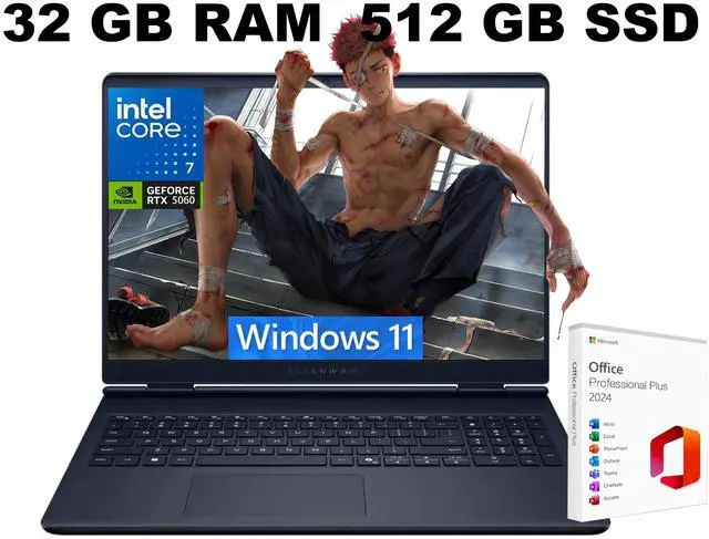 Main image of Alienware 16 Aurora AI Gaming Laptop, 16.0" 120Hz WQXGA Display, Intel Core 7 240H Processor, RTX 5060 8 GB GDDR7 Graphics, WiFi 7, 32GB DDR5 512GB PCIe SSD, Windows 11, Office 2024 License