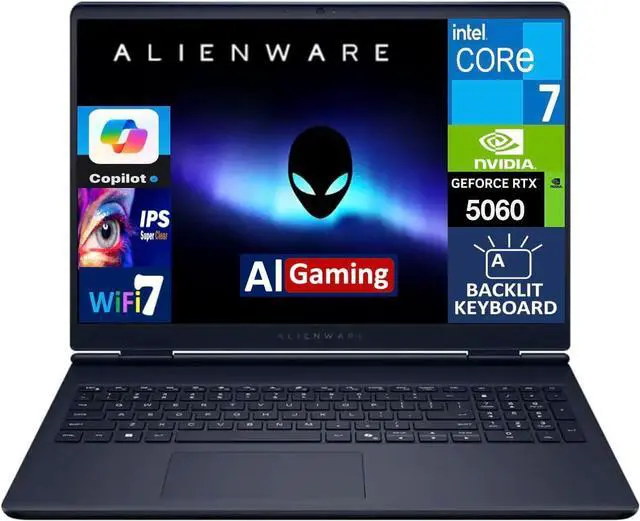 Alt view image 2 of 6 - Alienware 16 Aurora AI Gaming Laptop, 16.0" 120Hz WQXGA Display, Intel Core 7 240H Processor, RTX 5060 8 GB GDDR7 Graphics, WiFi 7, 16GB DDR5 1 TB PCIe SSD, Windows 11, Office 2021 License