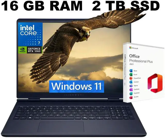 Main image of Alienware 16 Aurora AI Gaming Laptop, 16.0" 120Hz WQXGA Display, Intel Core 7 240H Processor, RTX 5060 8 GB GDDR7 Graphics, WiFi 7, 16GB DDR5 2 TB PCIe SSD, Windows 11, Office 2021 License