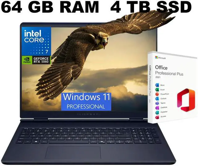Main image of Alienware 16 Aurora AI Gaming Laptop, 16.0" 120Hz WQXGA Display, Intel Core 7 240H Processor, RTX 5060 8 GB GDDR7 Graphics, WiFi 7, 64GB DDR5 4 TB PCIe SSD, Windows 11 Pro, Office 2021 License