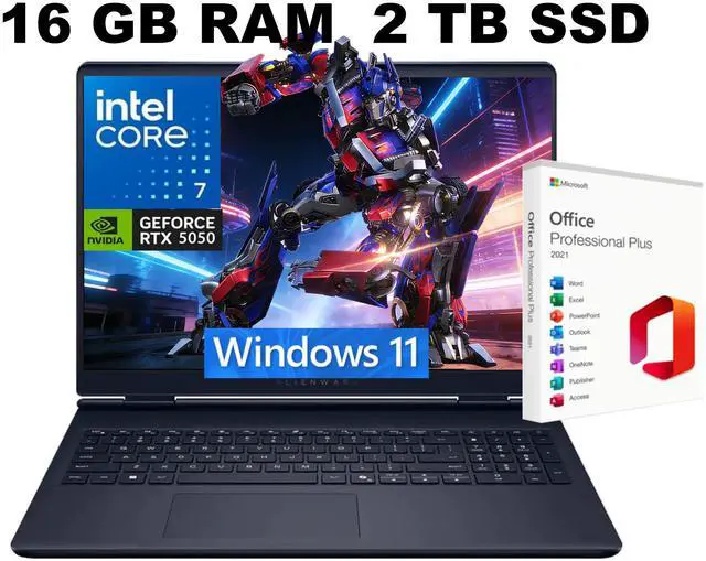 Main image of Alienware 16 Aurora AI Gaming Laptop, 16.0" 120Hz WQXGA Display, Intel Core 7 240H Processor, RTX 5050 8 GB GDDR7 Graphics, WiFi 7, 16GB DDR5 2 TB PCIe SSD, Windows 11, Office 2021 License