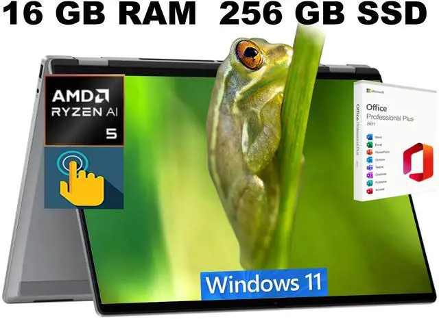 Main image of HP OmniBook X 16 Laptop, 16" WUXGA Touchscreen, AMD Ryzen AI 5 340 6-Cores Processor, AMD Radeon 840M Graphics, Backlit KB, 16GB DDR4 256GB PCIe SSD, Windows 11 Home, Office 2021 License