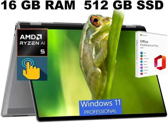 Main image of HP OmniBook X 16 Laptop, 16" WUXGA Touchscreen, AMD Ryzen AI 5 340 6-Cores Processor, AMD Radeon 840M Graphics, Backlit KB, 16GB DDR4 512GB PCIe SSD, Windows 11 Pro, Office 2021 License