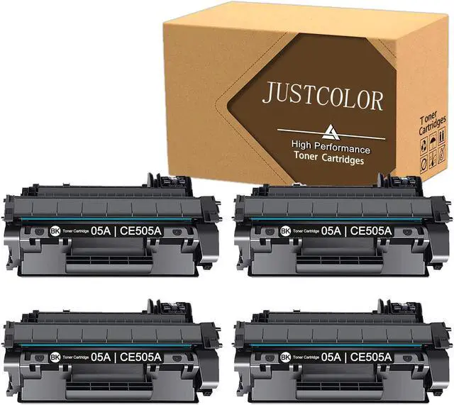 Main image of JUSTCOLOR Compatible Toner Cartridge Replacement for HP 05A CE505A for HP Laserjet P2035 P2035N P2055DN P2030 P2050 P2055D P2055X (Black, 4-Pack)