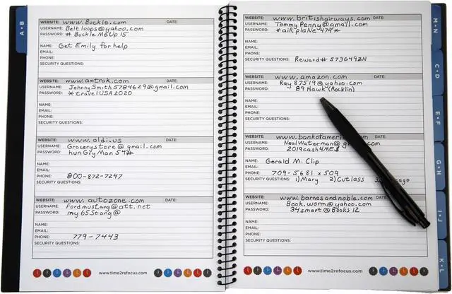 Alt view image 5 of 18 - Re-Focus the Creative Office Large Password Keeper Book, 7.5x10", Black