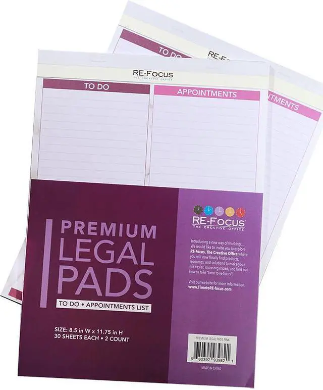 Alt view image 2 of 16 - Re-Focus the Creative Office Premium Pink Legal Pad, 30 Sheets/Pad, 2 Pads
