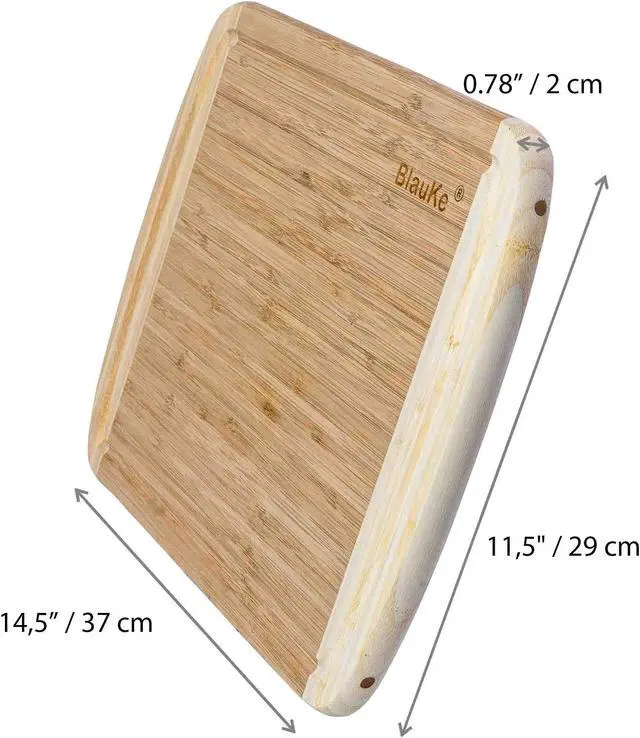 Alt view image 3 of 7 - Wood Cutting Board for Kitchen - 14x11" Large Bamboo Cutting Board with Juice Groove - Wooden Chopping Board, Serving Tray, Butcher Block - BlauKe®