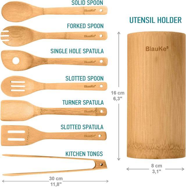 Bamboo Kitchen Utensils Set 8-Pack - Wooden Cooking Utensils for – Lasting  Freshness