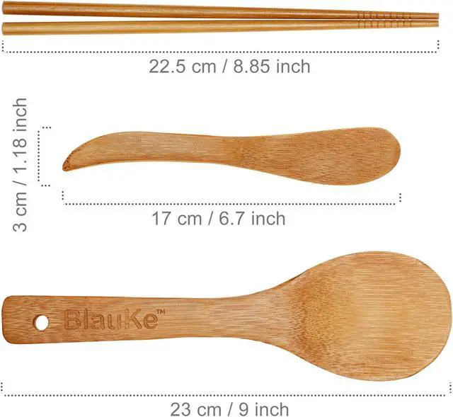 Alt view image 4 of 7 - Sushi Making Kit - 2 Bamboo Sushi Rolling Mats, 5 Pairs Chopsticks, Rice Paddle, Spreader - Beginner Sushi Maker Kit with Roller Mat and Accessories - BlauKe®