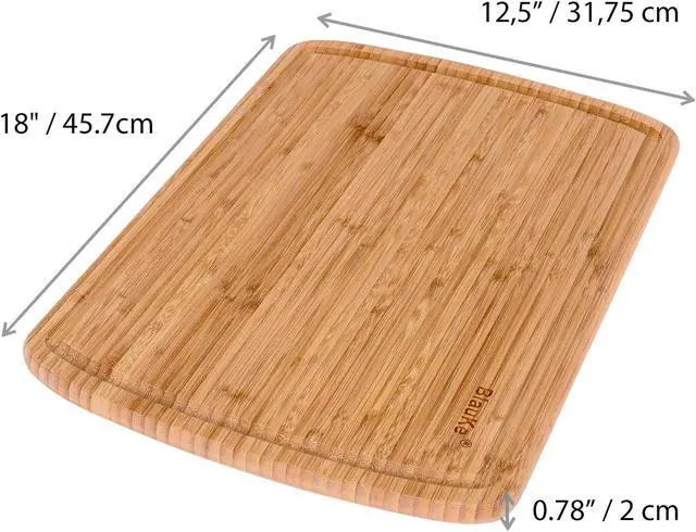 Alt view image 3 of 7 - Wood Cutting Board for Kitchen - 18x12" Extra Large Bamboo Cutting Board with Juice Groove - Wooden Chopping Board, Serving Tray, Butcher Block - BlauKe®