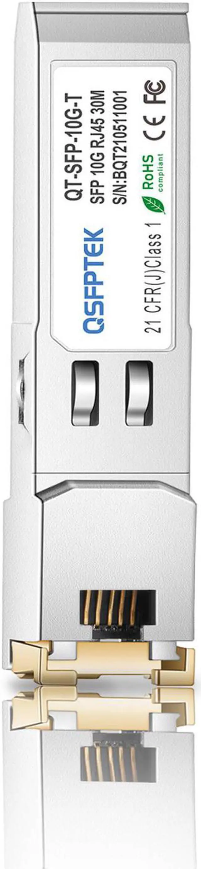 Main image of QSFPTEK 10G SFP+ RJ45 Copper Module Transceiver 10GBASE-T for Cisco SFP-10G-T-S, Ubiquiti UF-RJ45-10G, Netgear, other Open Switches, Reach 30m