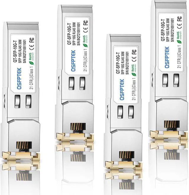 Main image of QSFPTEK 10G SFP+ RJ45 Copper Module Transceiver 10GBASE-T for Cisco SFP-10G-T-S, Ubiquiti UF-RJ45-10G, Netgear, other Open Switches, Reach 30m