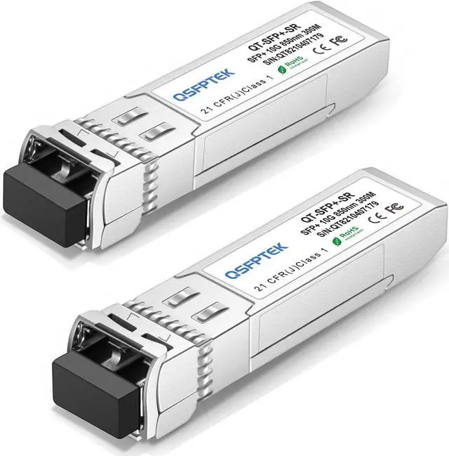 Main image of QSFPTEK 10G SFP+ Module LC Multimode Transceiver 10GBASE-SR for Cisco SFP-10G-SR, Ubiquiti UF-MM-10G, Netgear, D-Link, TP-Link, Zyxel, Qnap NAS, Mikrotik (850nm, 300M, with DDM)