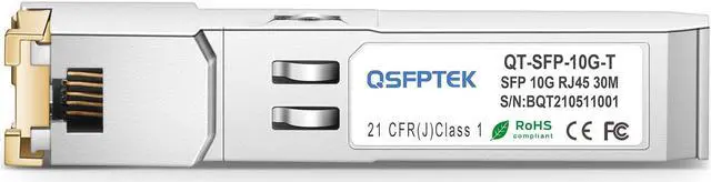 Alt view image 2 of 5 - QSFPTEK 10G SFP+ RJ45 Copper Module, 10GBase-T RJ45 10G Copper SFP+ to Ethernet Transceiver for Arista SFP-10GE-T, Reach 30m