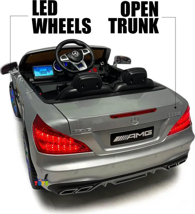 Alt view image 7 of 7 - Americas Toys Ride On Toys - Electric 12V Battery Powered Car RC Car - Licensed Ride On Car Open Trunk Leather Seat Music LED Wheels MP4 Screen  Compatible with Mercedes-Benz Red Silver