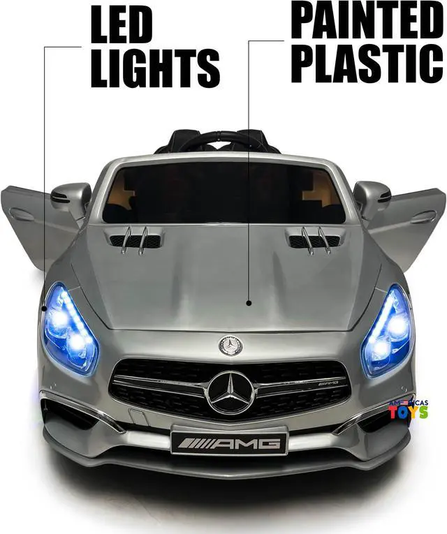 Alt view image 3 of 7 - Americas Toys Ride On Toys - Electric 12V Battery Powered Car RC Car - Licensed Ride On Car Open Trunk Leather Seat Music LED Wheels MP4 Screen  Compatible with Mercedes-Benz Red Silver