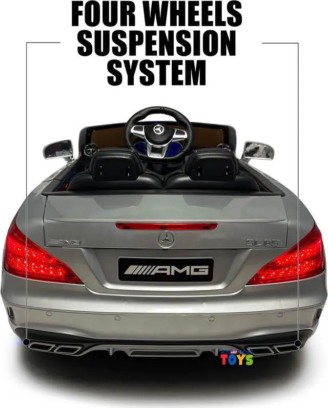 Alt view image 5 of 7 - Americas Toys Ride On Toys - Electric 12V Battery Powered Car RC Car - Licensed Ride On Car Open Trunk Leather Seat Music LED Wheels MP4 Screen  Compatible with Mercedes-Benz Red Silver