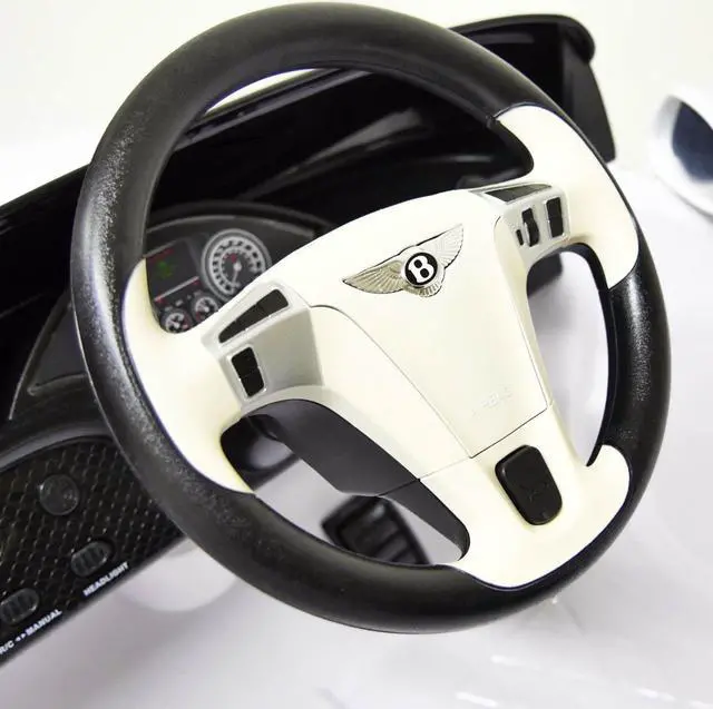 Alt view image 6 of 7 - Kids 12 Volt Electric Car R/C Music Lights Car Remote Control Car Licensed Ride On Car Open Trunk White Leather Seat Music Compatible with Bentley