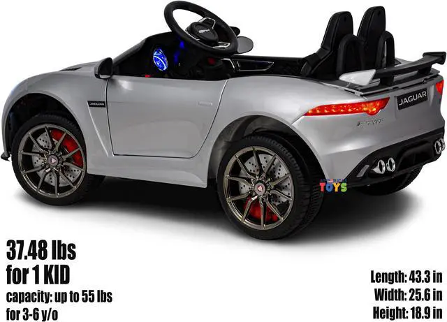 Alt view image 5 of 7 - Americas Toys for Kids 12V Electric Car with Remote Control  Ride On Toys with Open Doors, Plastic Wheels, Leather Seat, 5 Point Seat Belt, MP3 Silver Compatible with Jaguar