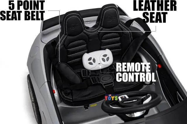 Alt view image 6 of 7 - Americas Toys for Kids 12V Electric Car with Remote Control  Ride On Toys with Open Doors, Plastic Wheels, Leather Seat, 5 Point Seat Belt, MP3 Silver Compatible with Jaguar