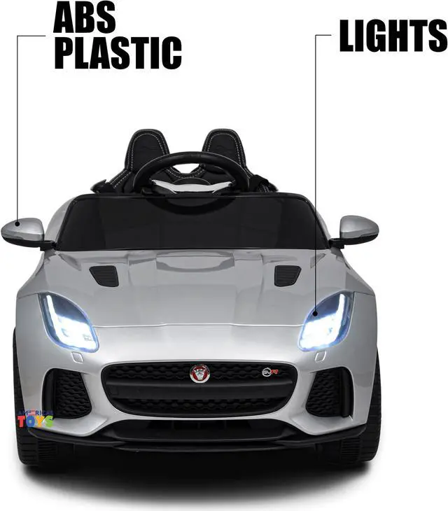 Alt view image 2 of 7 - Americas Toys for Kids 12V Electric Car with Remote Control  Ride On Toys with Open Doors, Plastic Wheels, Leather Seat, 5 Point Seat Belt, MP3 Silver Compatible with Jaguar