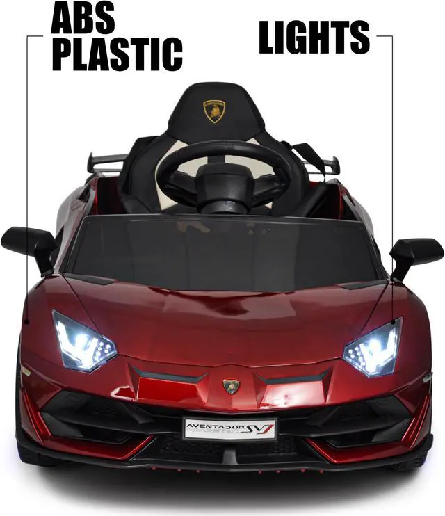 Alt view image 2 of 7 - Kids Outdoor Toys 2V Electric Car with RC Ride On Cars with Scissors Doors, Leather Seat, Soft Start, LED Wheels, MP4 Screen, Red, Americas Toys Red Compatible with Lamborghini