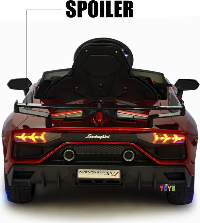 Alt view image 4 of 7 - Kids Outdoor Toys 2V Electric Car with RC Ride On Cars with Scissors Doors, Leather Seat, Soft Start, LED Wheels, MP4 Screen, Red, Americas Toys Red Compatible with Lamborghini