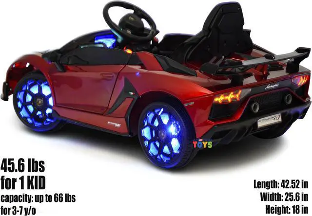 Alt view image 5 of 7 - Kids Outdoor Toys 2V Electric Car with RC Ride On Cars with Scissors Doors, Leather Seat, Soft Start, LED Wheels, MP4 Screen, Red, Americas Toys Red Compatible with Lamborghini