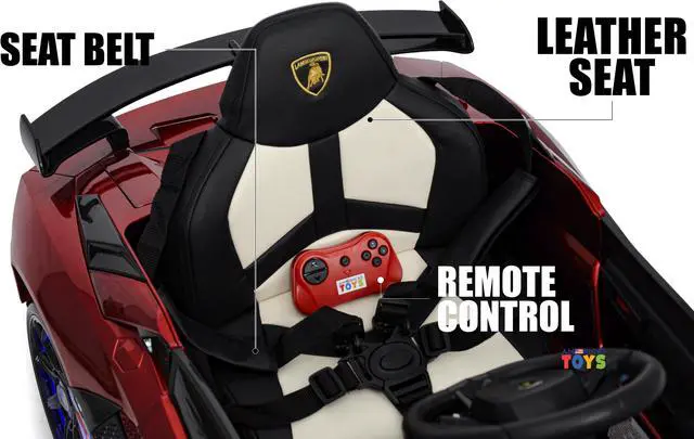 Alt view image 6 of 7 - Kids Outdoor Toys 2V Electric Car with RC Ride On Cars with Scissors Doors, Leather Seat, Soft Start, LED Wheels, MP4 Screen, Red, Americas Toys Red Compatible with Lamborghini