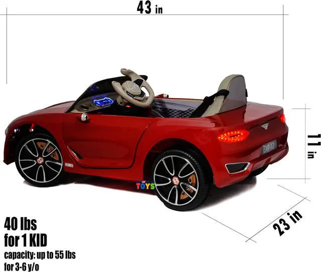 Alt view image 4 of 7 - Kids Ride On Toys  12V Electric Car with Remote Control  Americas Toys Ride On Car w/ Luxury Interior, Plastic Wheels, Butterfly Doors, Music, LED Lights Red Compatible with Bentley