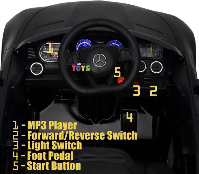 Alt view image 2 of 7 - Electric Toy Car  Ride On Car with RC  Driveable Cars for Preschoolers with MP3 Music, Horn Sound, Rear-Wheel Drive, Lights, Black Americas Toys Compatible with Mercedes-Benz