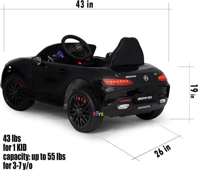 Alt view image 3 of 7 - Electric Toy Car  Ride On Car with RC  Driveable Cars for Preschoolers with MP3 Music, Horn Sound, Rear-Wheel Drive, Lights, Black Americas Toys Compatible with Mercedes-Benz