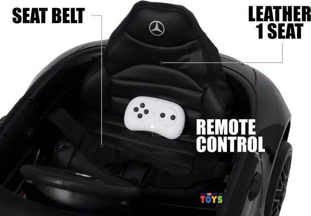 Alt view image 7 of 7 - Electric Toy Car  Ride On Car with RC  Driveable Cars for Preschoolers with MP3 Music, Horn Sound, Rear-Wheel Drive, Lights, Black Americas Toys Compatible with Mercedes-Benz