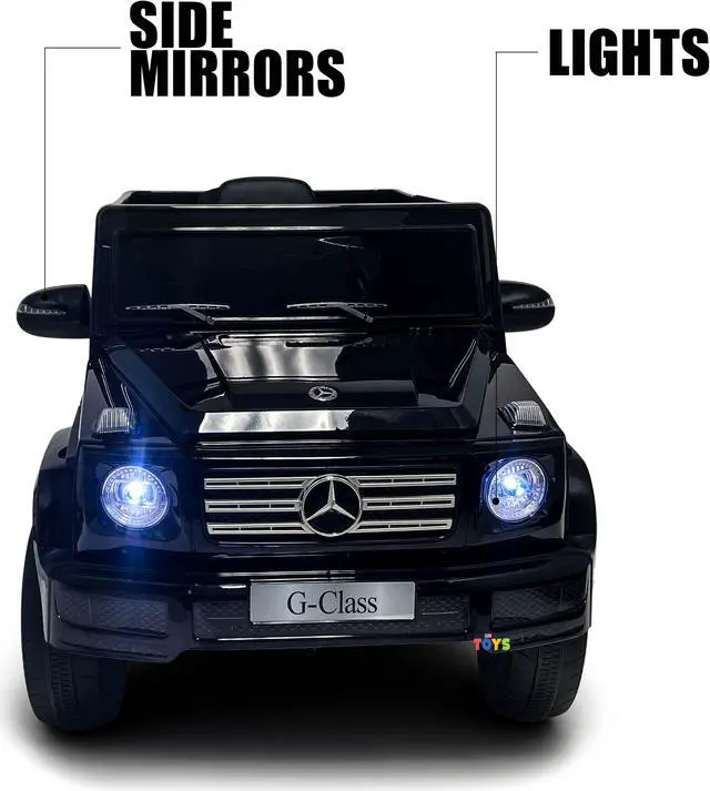 Alt view image 2 of 7 - Americas Toys for Kids 12V Electric Car with RC Ride On Truck with Open Doors, Plastic Wheels, Leather Seat, 3 Point Seat Belt, MP3 Music, Black Compatible with Mercedes