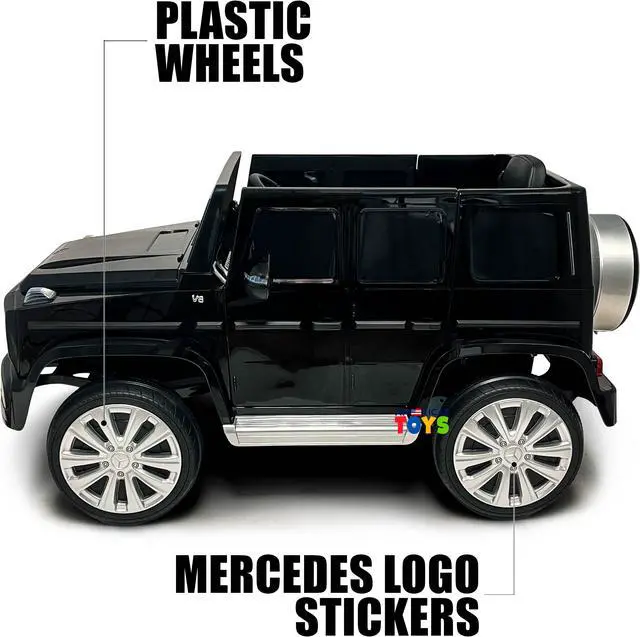 Alt view image 6 of 7 - Americas Toys for Kids 12V Electric Car with RC Ride On Truck with Open Doors, Plastic Wheels, Leather Seat, 3 Point Seat Belt, MP3 Music, Black Compatible with Mercedes