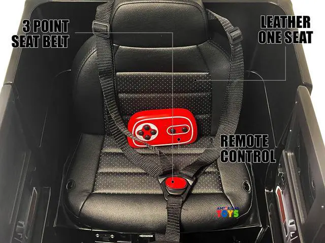 Alt view image 7 of 7 - Americas Toys for Kids 12V Electric Car with RC Ride On Truck with Open Doors, Plastic Wheels, Leather Seat, 3 Point Seat Belt, MP3 Music, Black Compatible with Mercedes