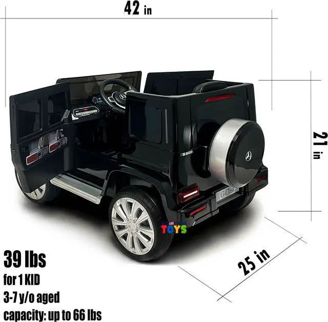 Alt view image 5 of 7 - Americas Toys for Kids 12V Electric Car with RC Ride On Truck with Open Doors, Plastic Wheels, Leather Seat, 3 Point Seat Belt, MP3 Music, Black Compatible with Mercedes