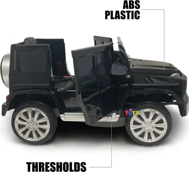 Alt view image 3 of 7 - Americas Toys for Kids 12V Electric Car with RC Ride On Truck with Open Doors, Plastic Wheels, Leather Seat, 3 Point Seat Belt, MP3 Music, Black Compatible with Mercedes
