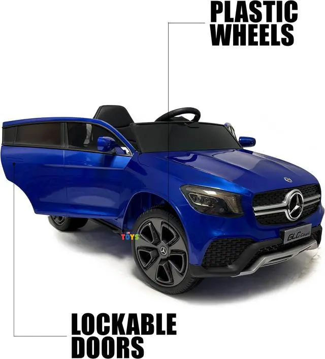 Alt view image 2 of 7 - Americas Toys 12V Battery Ride On Car with RC Electric Car for Kids, Open Doors, Castor Wheels, Pull Handle, Leather Seat, MP4 Music, Blue Touch Screen Compatible with Mercedes-Benz