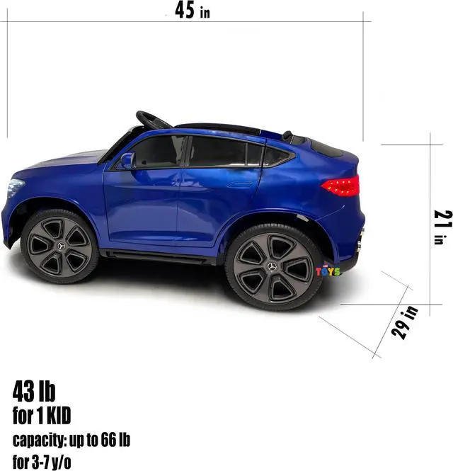 Alt view image 5 of 7 - Americas Toys 12V Battery Ride On Car with RC Electric Car for Kids, Open Doors, Castor Wheels, Pull Handle, Leather Seat, MP4 Music, Blue Touch Screen Compatible with Mercedes-Benz