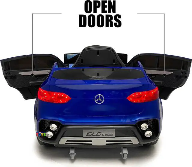 Alt view image 4 of 7 - Americas Toys 12V Battery Ride On Car with RC Electric Car for Kids, Open Doors, Castor Wheels, Pull Handle, Leather Seat, MP4 Music, Blue Touch Screen Compatible with Mercedes-Benz