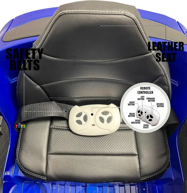 Alt view image 6 of 7 - Americas Toys 12V Battery Ride On Car with RC Electric Car for Kids, Open Doors, Castor Wheels, Pull Handle, Leather Seat, MP4 Music, Blue Touch Screen Compatible with Mercedes-Benz