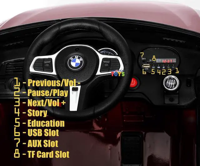 Alt view image 7 of 7 - Americas Toys Licensed 12V Battery Powered Ride On Car - Ride On Toys with Remote Control, MP3, Suspension System High/Low Speed Power Display Start Button, Red Compatible with BMW