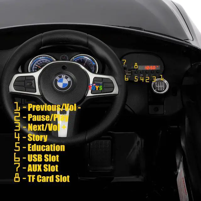 Alt view image 7 of 7 - Americas Toys Licensed 12V Battery Powered Ride On Car - Ride On Toys with Remote Control, MP3, Suspension System High/Low Speed Power Display Start Button, Black Compatible with BMW