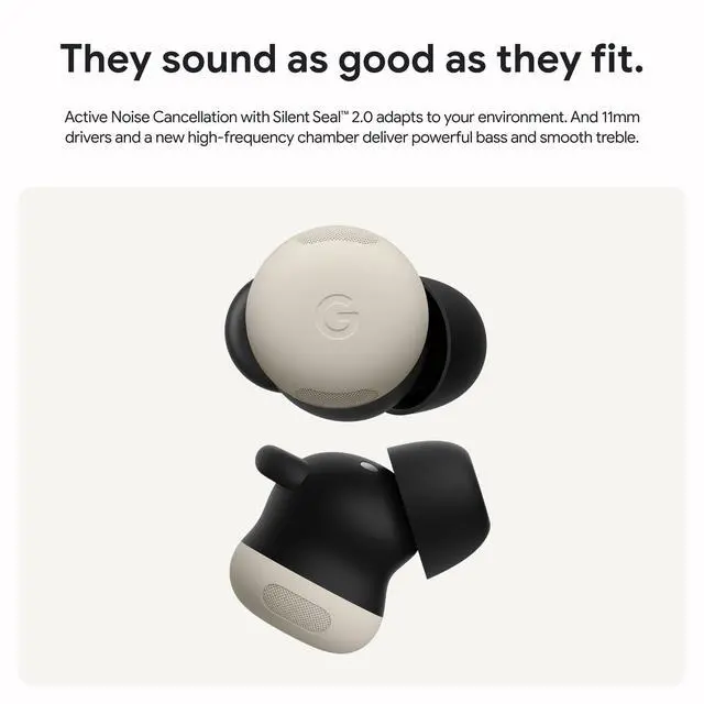 Alt view image 4 of 9 - Google Pixel Buds Pro 2 - Wireless Earbuds with Active Noise Cancellation  Bluetooth Headphones - Hazel  GA05762-US