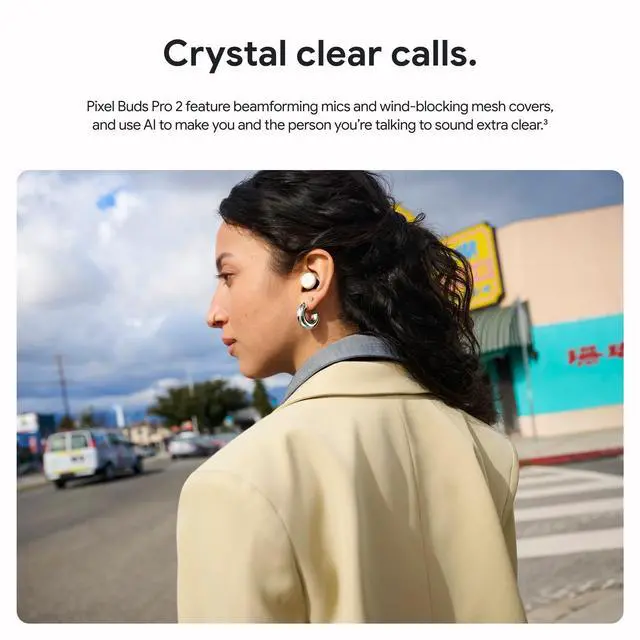 Alt view image 5 of 9 - Google Pixel Buds Pro 2 - Wireless Earbuds with Active Noise Cancellation  Bluetooth Headphones - Hazel  GA05762-US